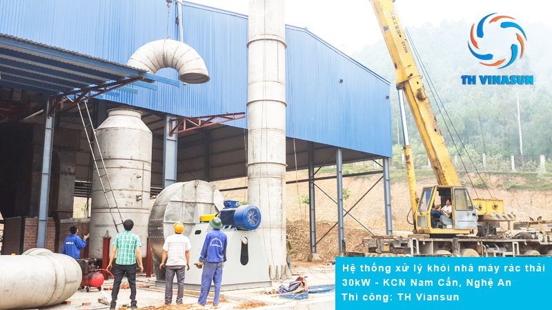 Hệ thống xử lý khói nhà máy rác thải KCN Nam Cấn, Nghệ An