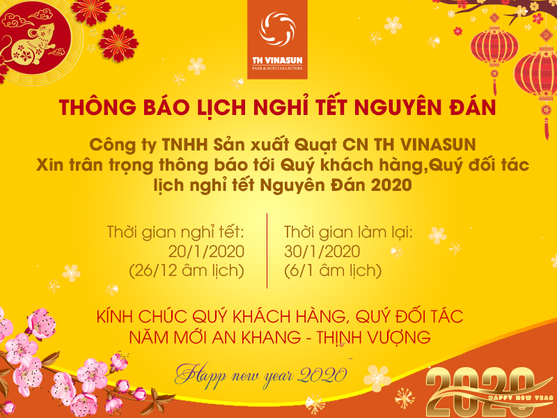 Thông báo lịch nghỉ tết Nguyên Đán 2020