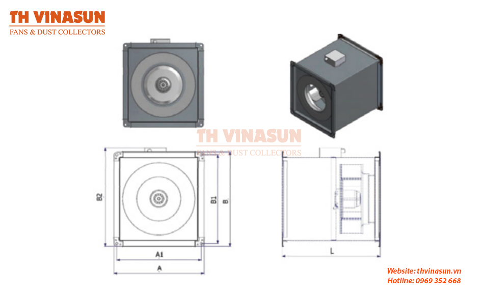 Bản vẽ kỹ thuật quạt nối ống gió VNS-VF-I