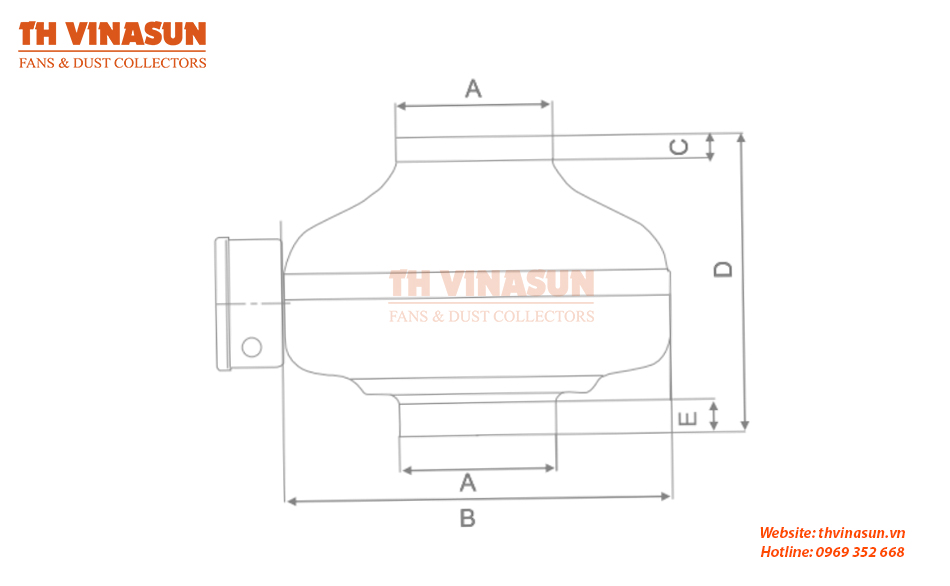 Bản vẽ kỹ thuật quạt hướng trục nối ống VNS-DP