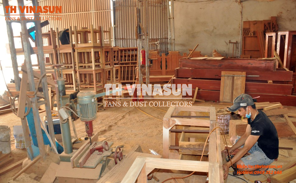 may-hut-bui-2-tui-vai xử lý khí thải nhà máy