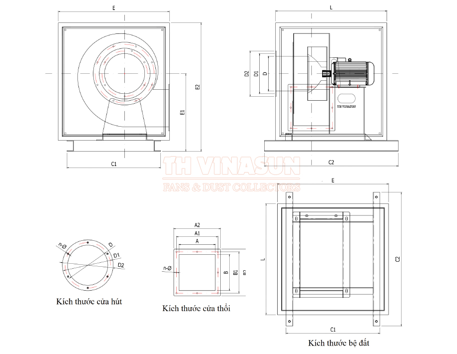 Bản vẽ kỹ thuật quạt bọc tấm chống cháy VNS-CF1F-NoT
