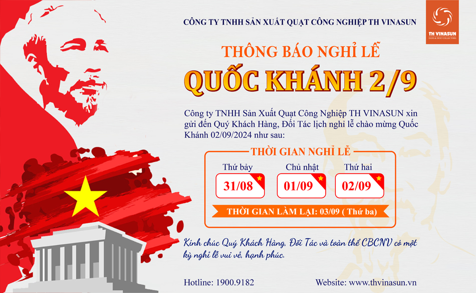 TH Vinasun thông báo lịch nghỉ lễ Quốc Khánh 02/09/2024