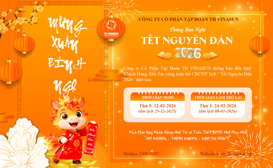 THÔNG BÁO NGHỈ TẾT NGUYÊN ĐÁN BÍNH NGỌ 2026